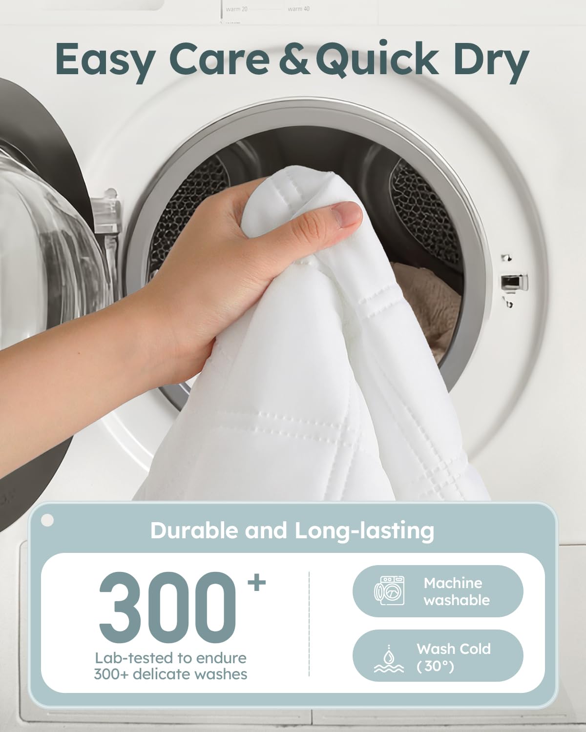 Yoofoss machine washable label signaling durable cleaning performance
