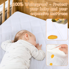 Yoofoss mini crib protector close-up of soft quilted fabric for comfort