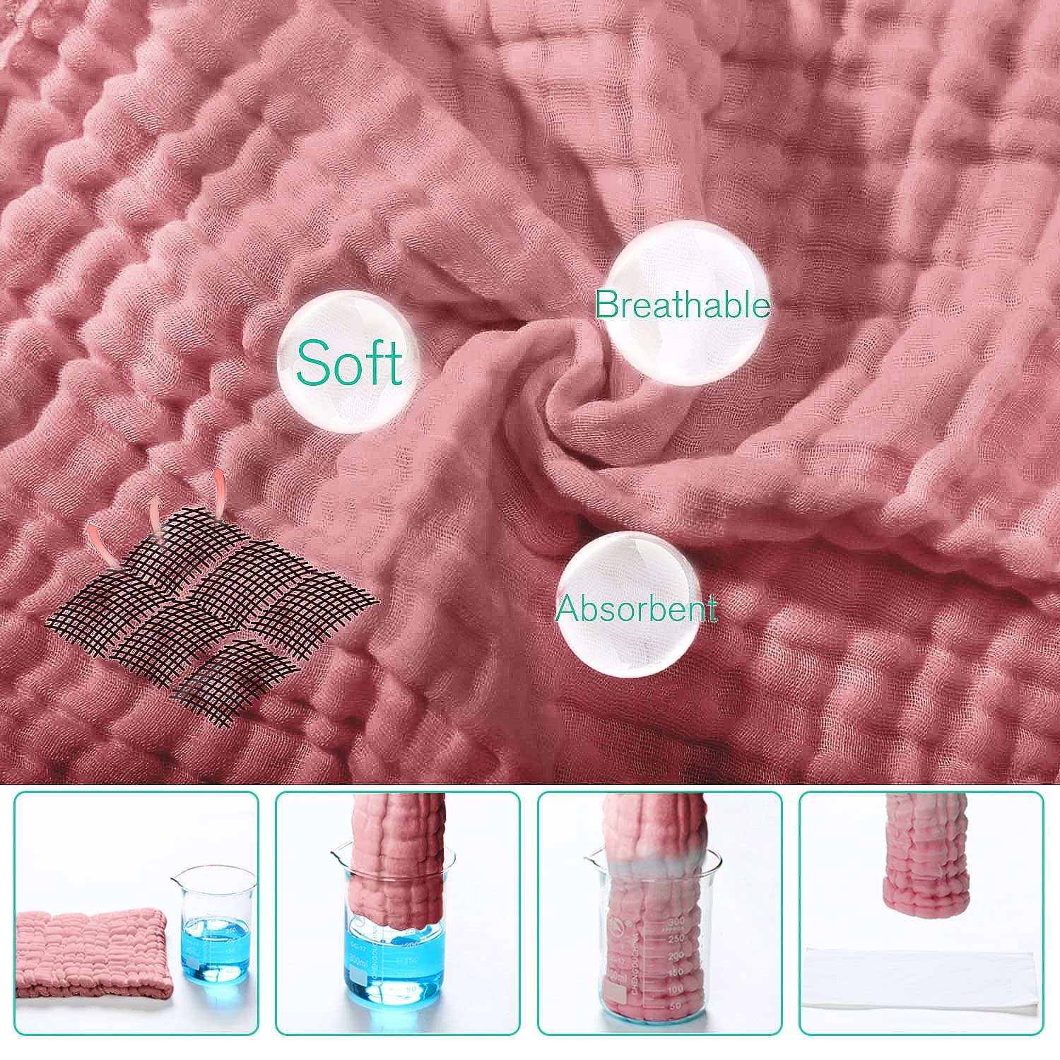 Yoofoss Muslin Burp Cloths absorb drool quickly to keep baby and surroundings drier.