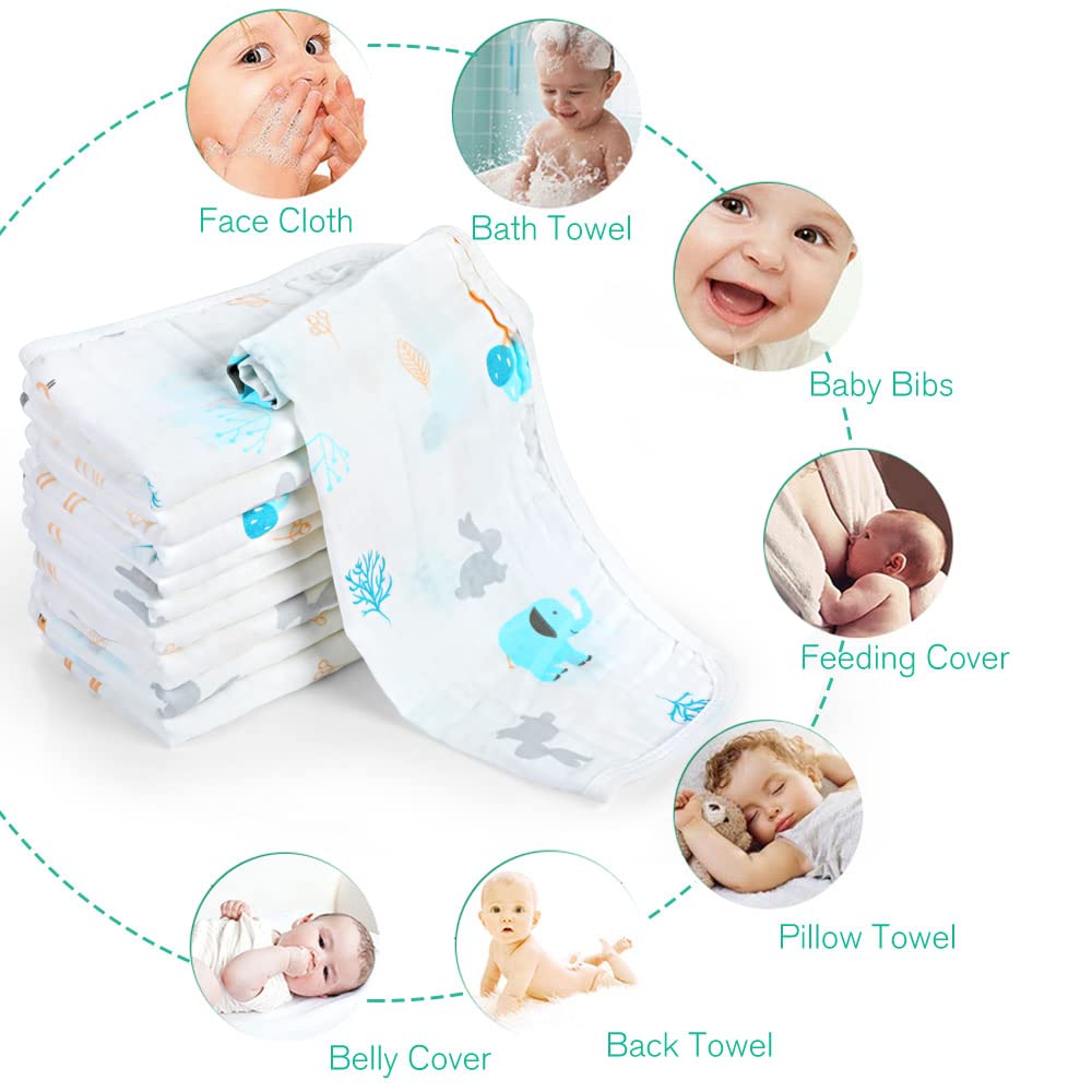 Yoofoss muslin cloths suitable for burps, teething, and spills at home.