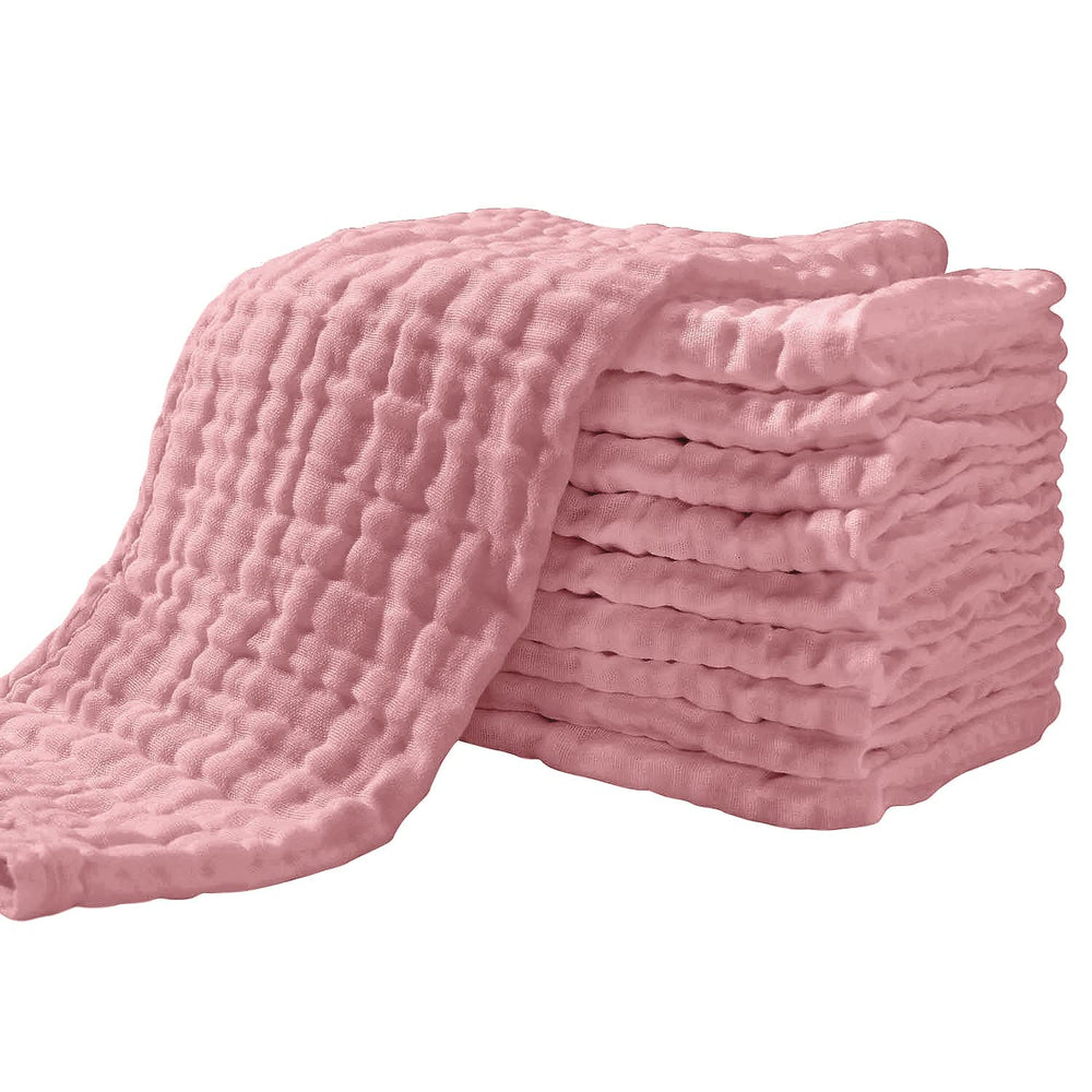 Yoofoss Muslin Burp Cloths close-up reveals soft weave for gentle skin contact.