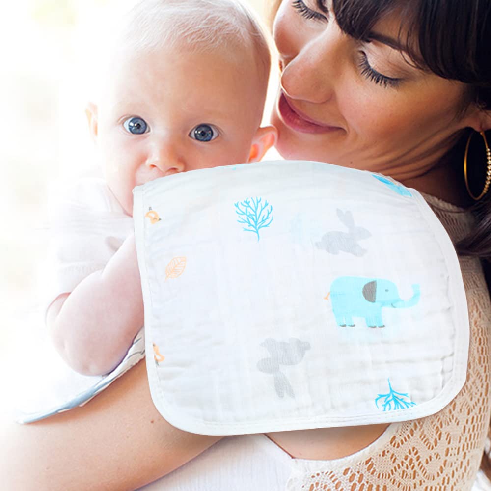 Yoofoss large muslin burp cloths offer 20x10 inch coverage for messes.