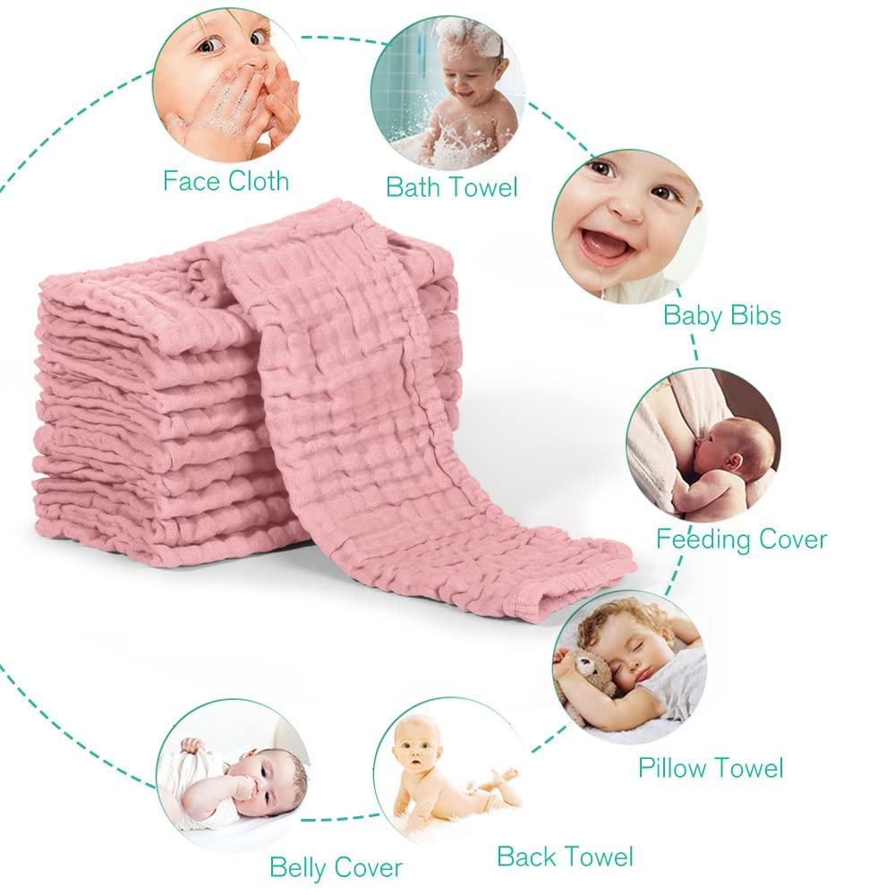Yoofoss Muslin Burp Cloths are versatile as burp rags, bibs, and towels.