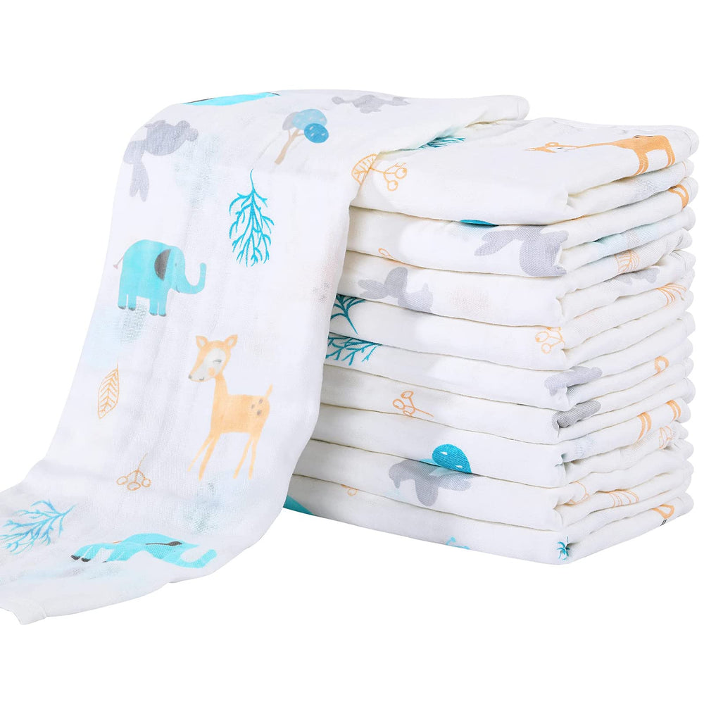 Yoofoss muslin burp cloths with soft-absorbent fabric for newborns.