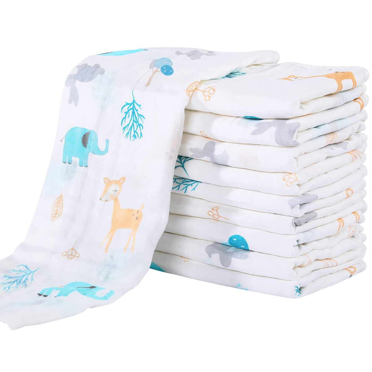 Yoofoss muslin burp cloths with soft-absorbent fabric for newborns.