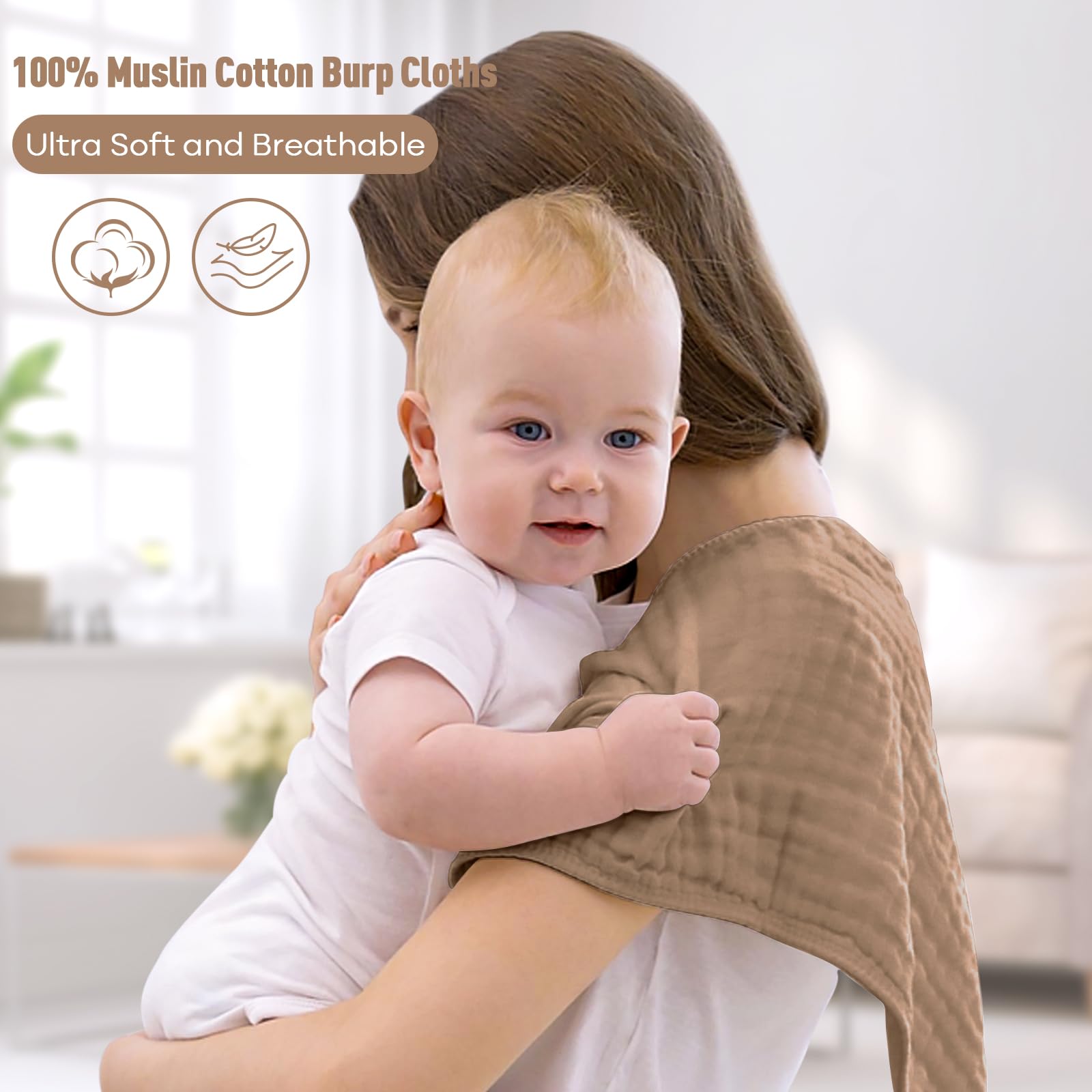 Yoofoss muslin burp cloths absorbent fabric for quick drool and spill cleanup