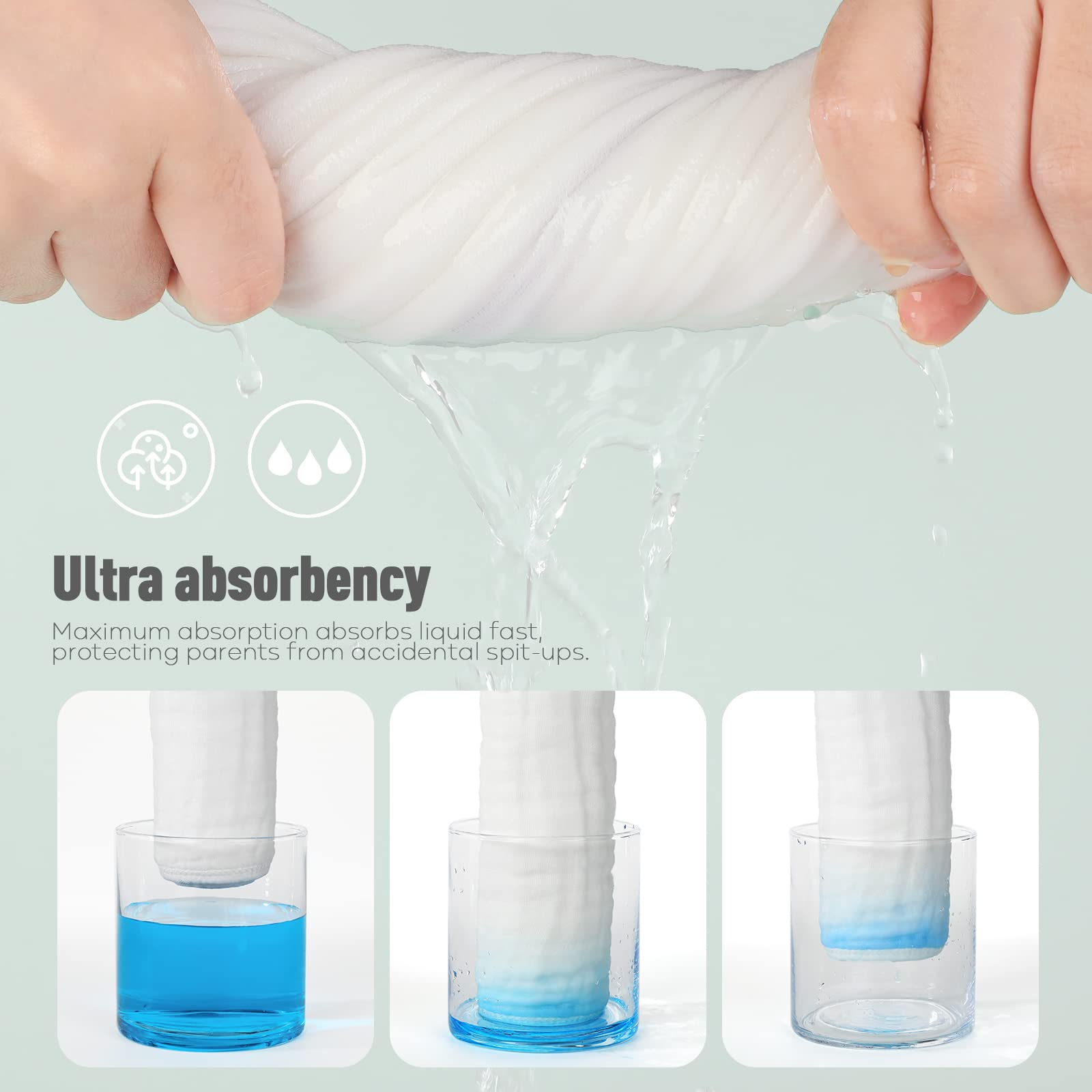 Yoofoss muslin cloths are 100% cotton and gentle on baby skin.