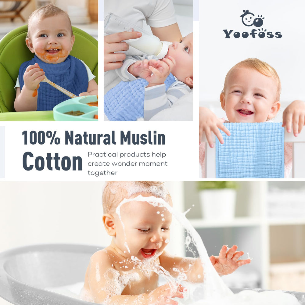 Care-ready Yoofoss muslin burp cloths, simple machine wash and quick dry.