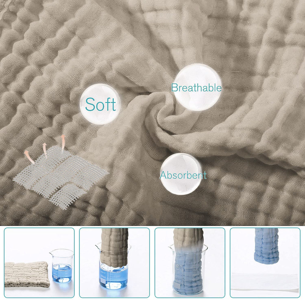 Yoofoss muslin burp cloths support a multi-use routine from burping to drying.