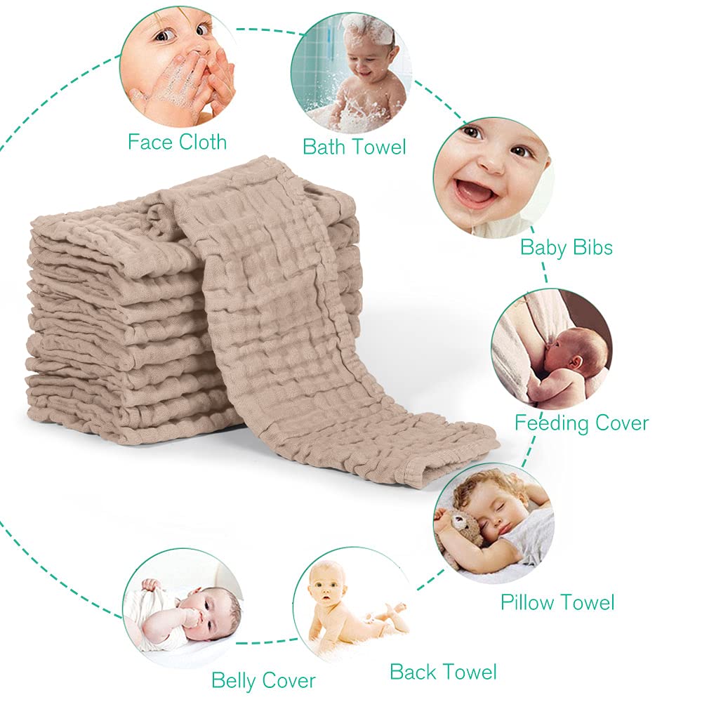 Yoofoss muslin burp cloths versatile use as bibs or washcloths
