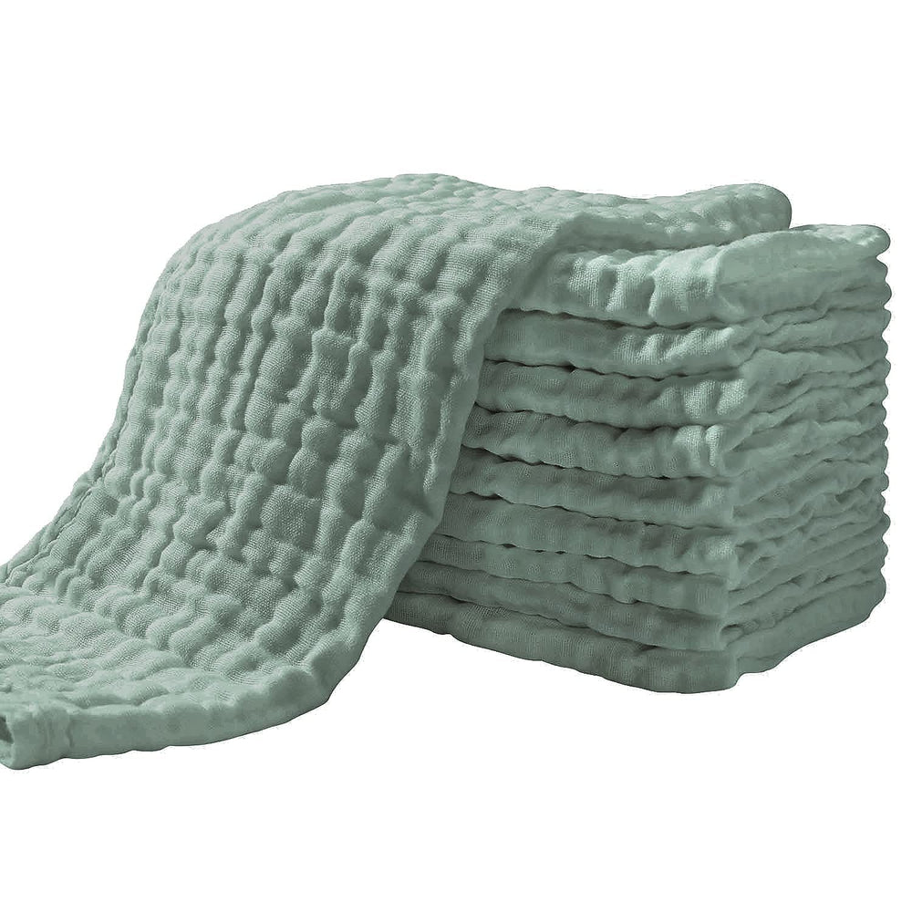 Yoofoss muslin burp cloths pack 10—soft, safe baby care essentials for daily burping.