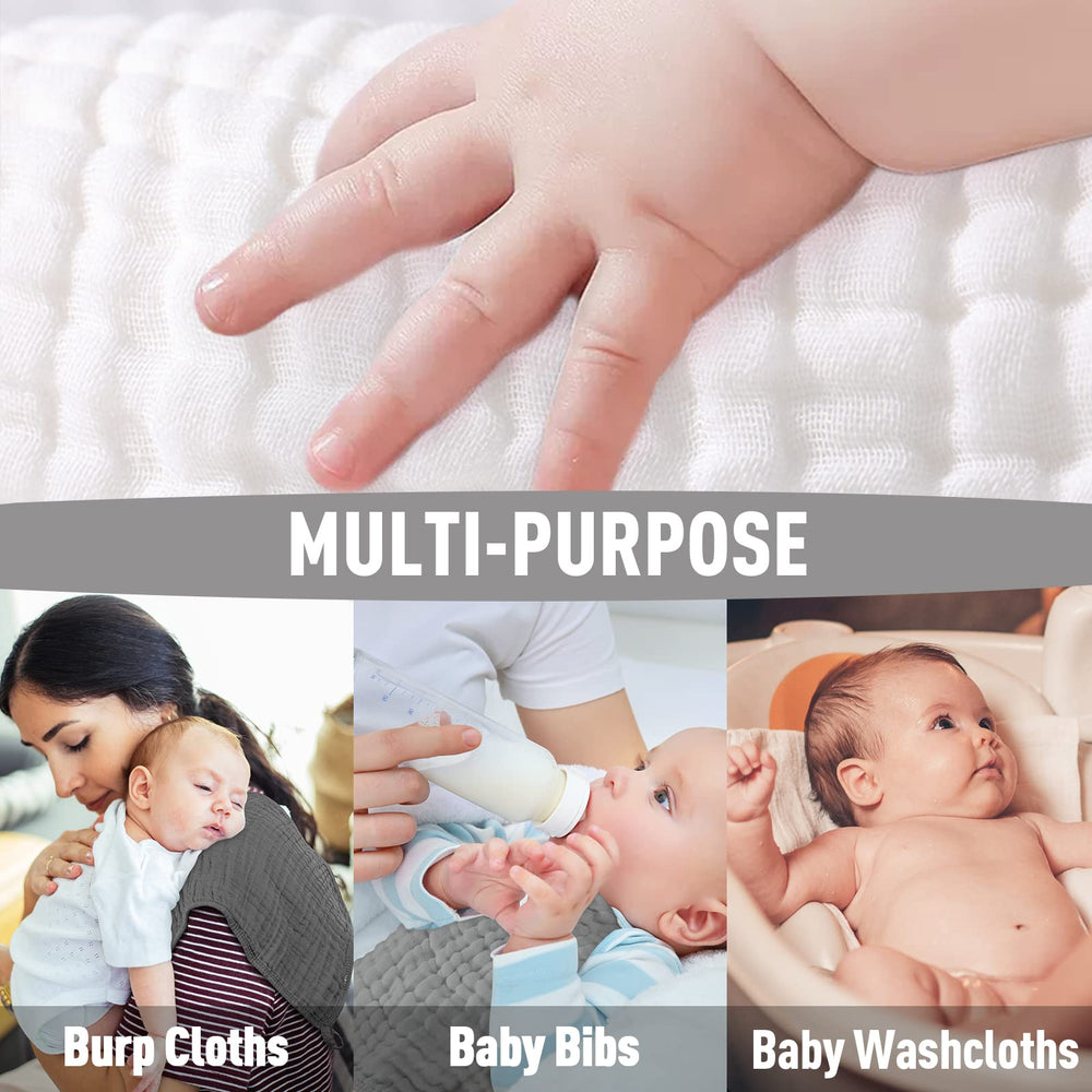 Yoofoss six-pack muslin cloths provide versatile baby care essentials.