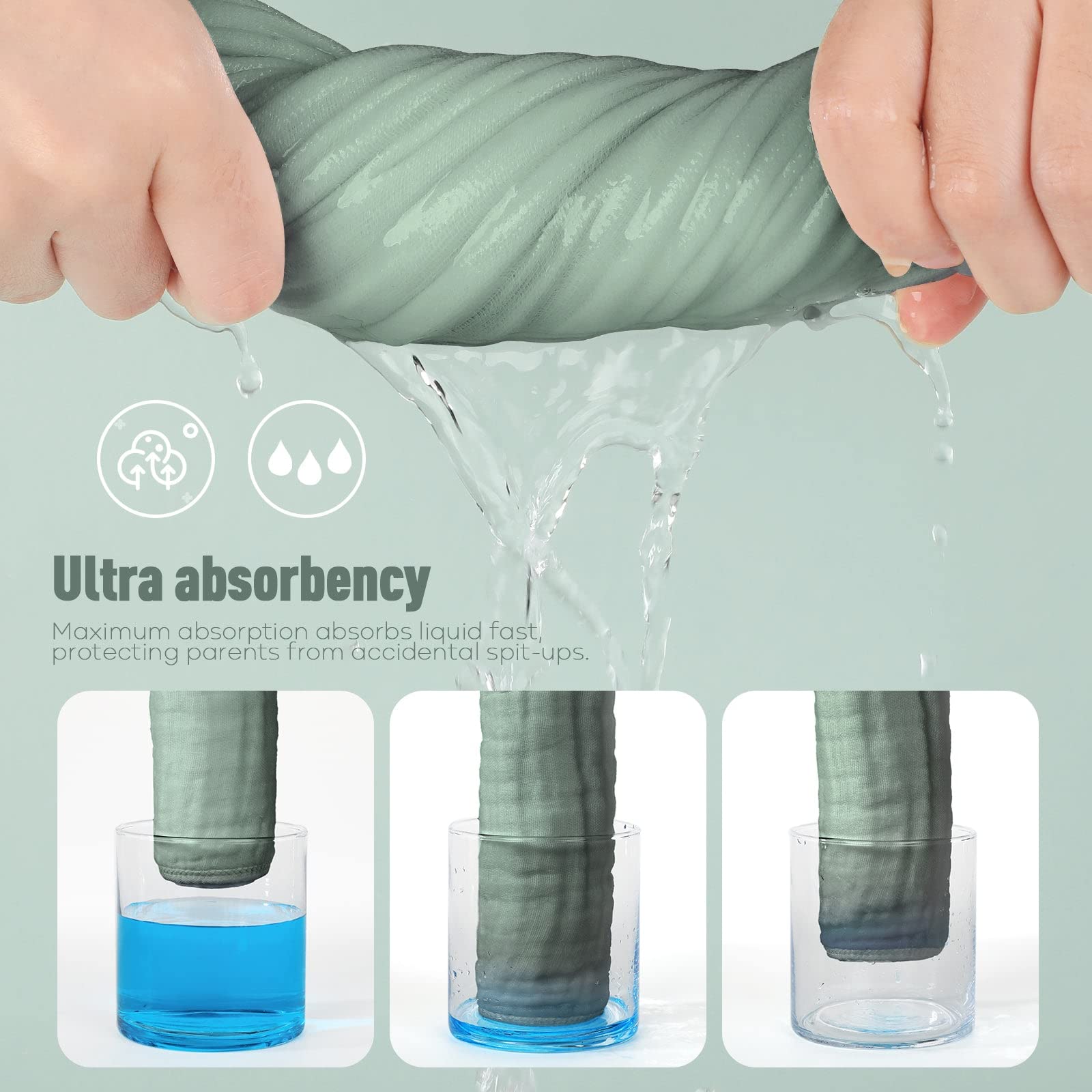 Yoofoss muslin burp cloths soft, absorbent fabric—breathable comfort for baby skin.