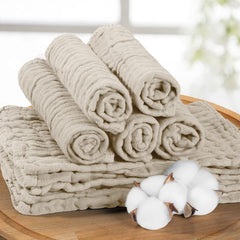Yoofoss muslin burp cloths are soft and absorbent, ideal for everyday messes.