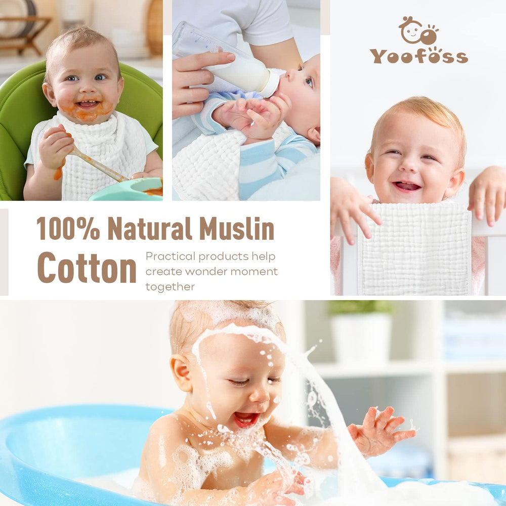 Yoofoss muslin burp cloths soft texture supports delicate skin contact.