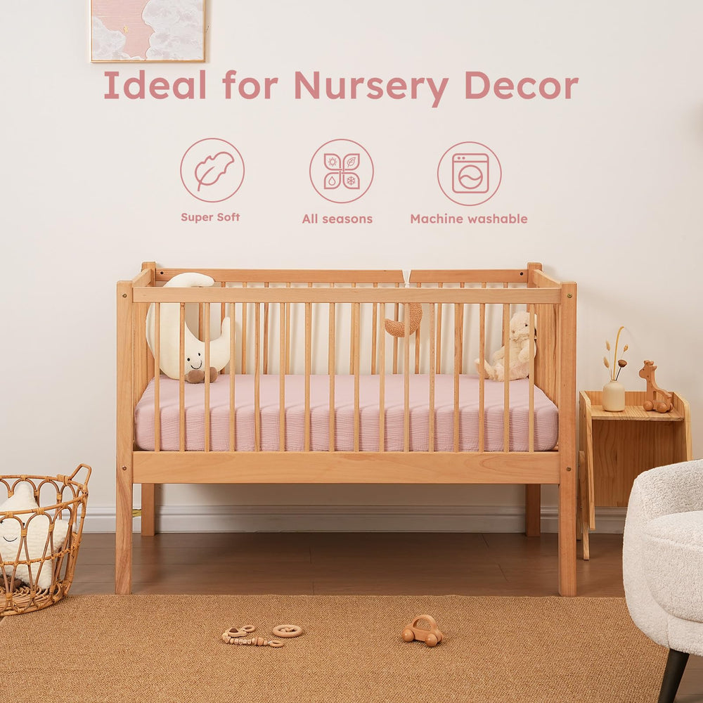 Yoofoss Muslin Crib Sheets are machine-washable for busy parents