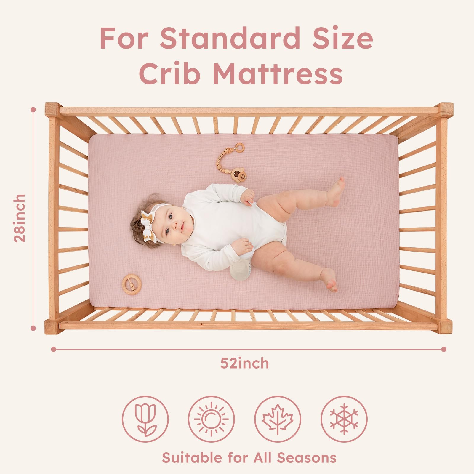 Yoofoss Muslin Crib Sheets with neutral design fit any nursery style