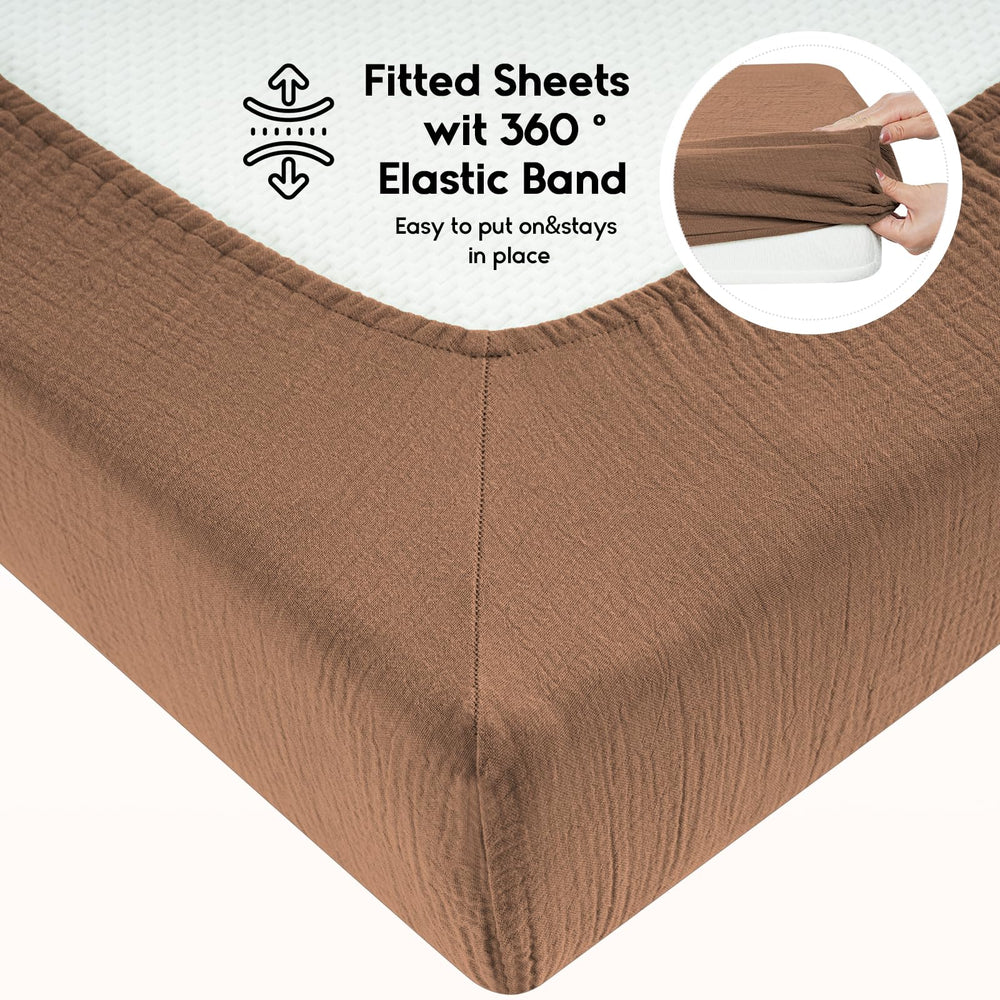 Yoofoss muslin crib sheets in a neutral nursery decor setup