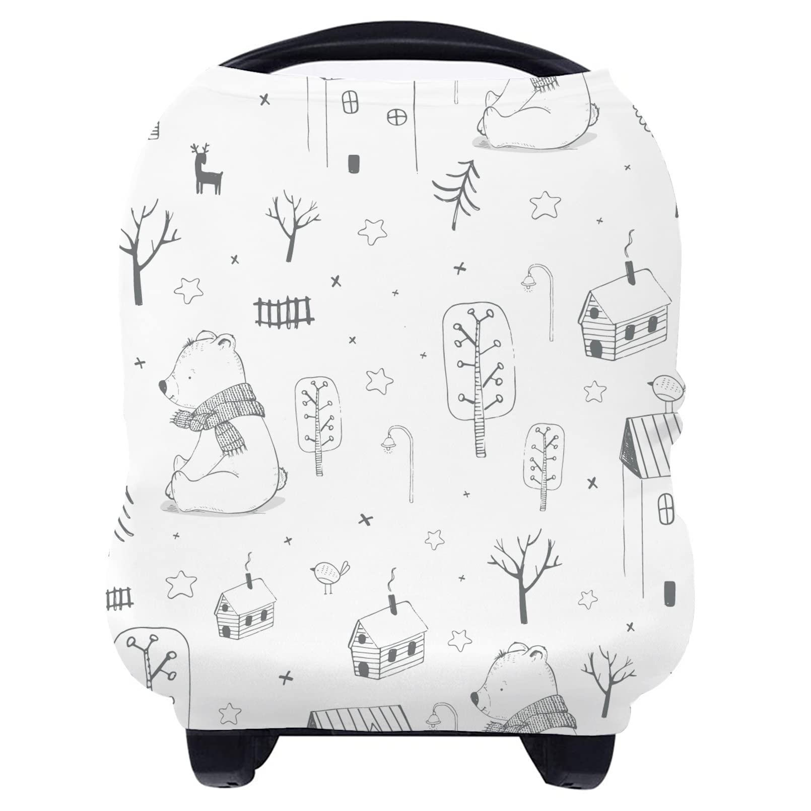 Yoofoss nursing cover with bear design worn by mom for private, comfortable breastfeeding.
