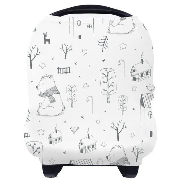 Yoofoss nursing cover with bear design worn by mom for private, comfortable breastfeeding.