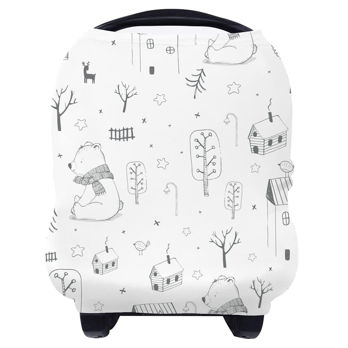 Yoofoss nursing cover with bear design worn by mom for private, comfortable breastfeeding.