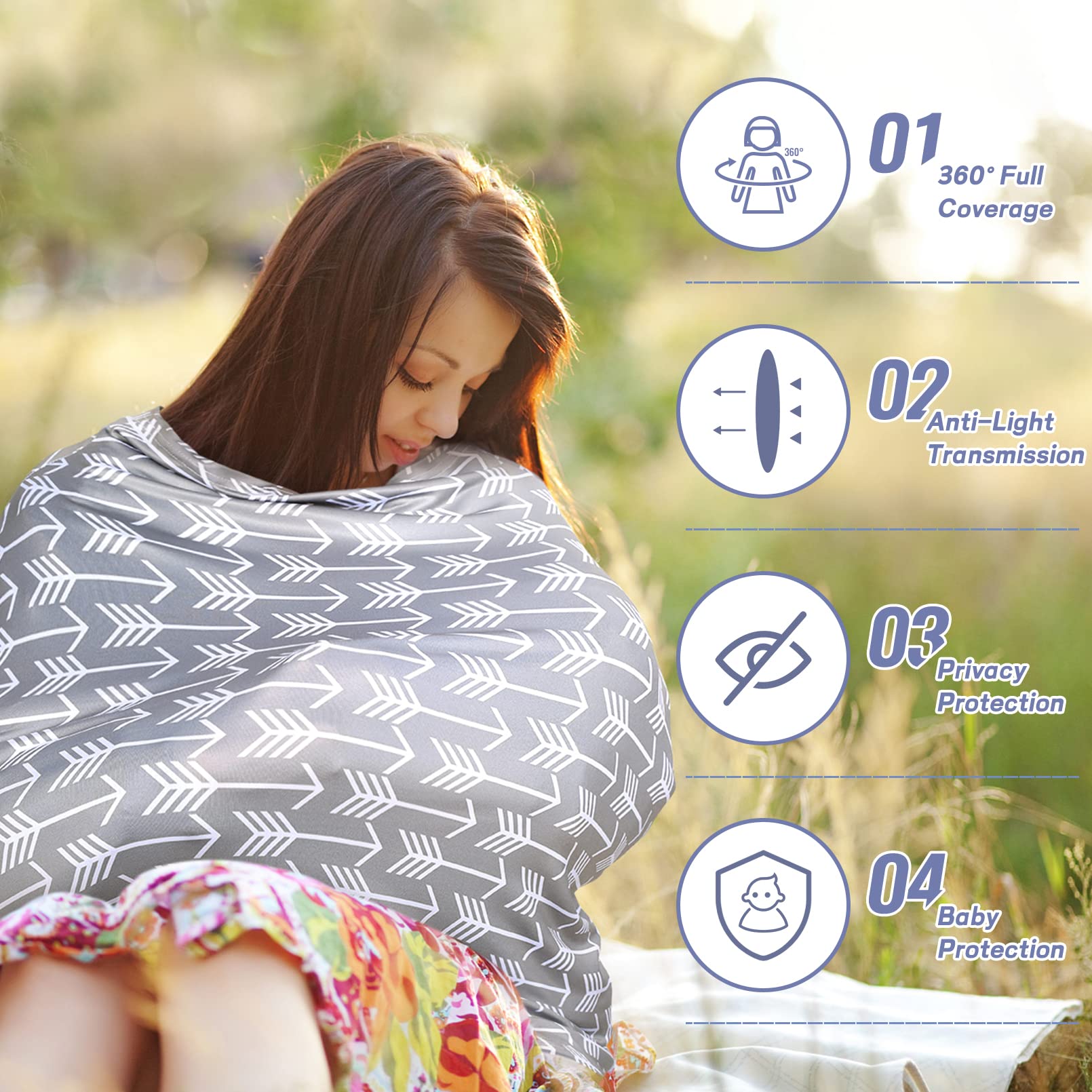 Yoofoss nursing cover used as a stroller cover to shield baby from sun and breeze.
