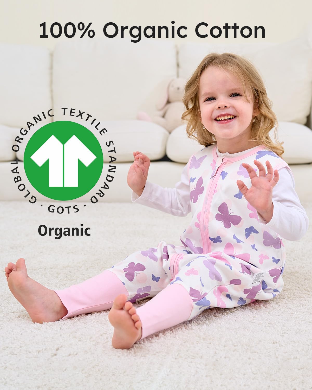 Yoofoss organic cotton fabric close-up highlights breathable texture ideal for gentle skin.