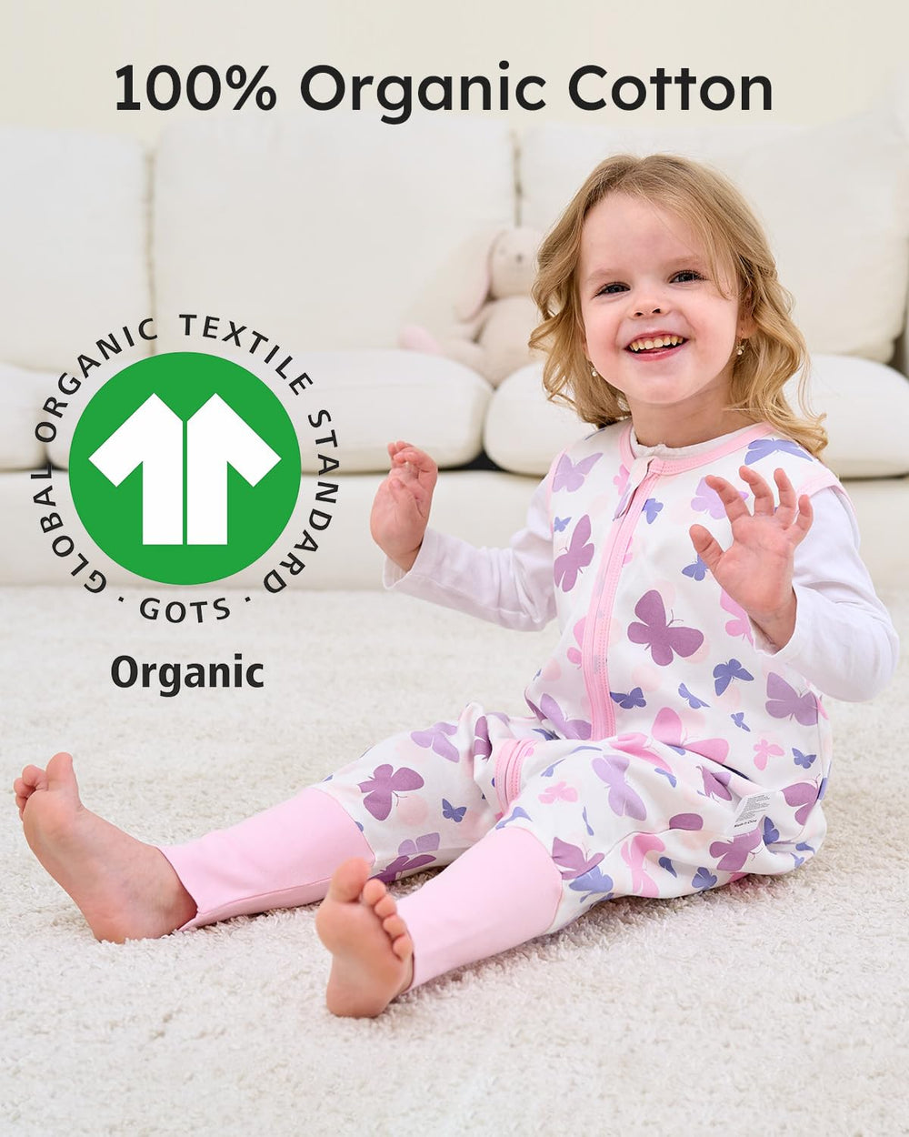 Yoofoss organic cotton fabric close-up highlights breathable texture ideal for gentle skin.