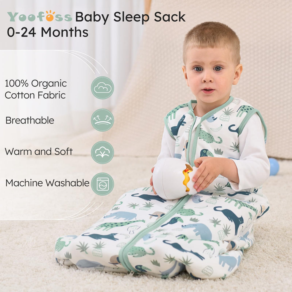 Yoofoss organic cotton sleep sack with 1.5 tog for year-round warmth