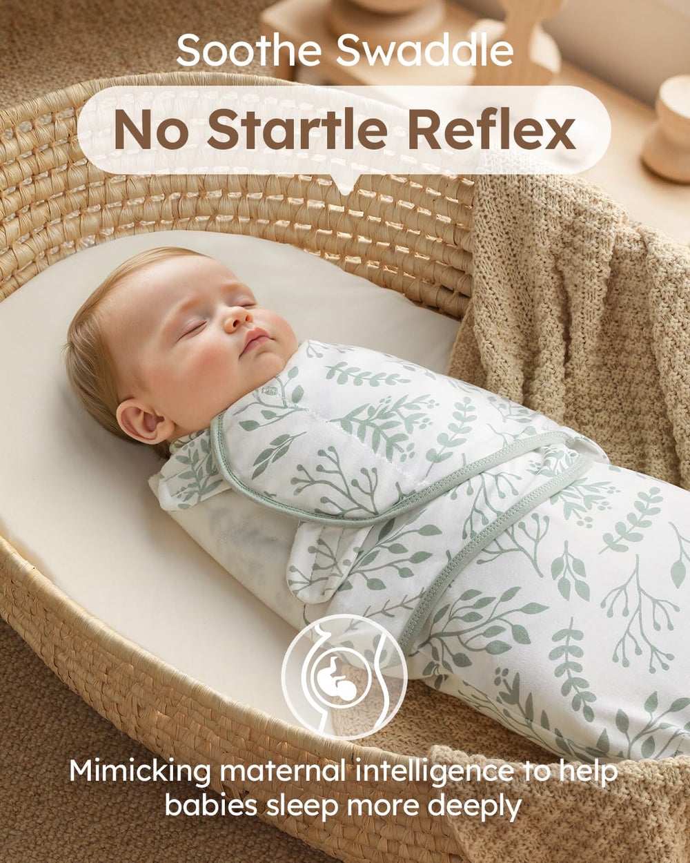 Yoofoss organic cotton swaddle close-up highlights soft breathable fabric for babies.