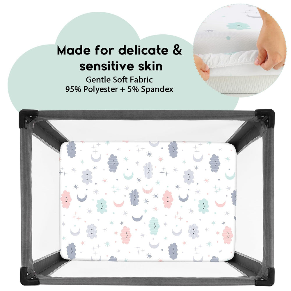 Yoofoss elastic-edge design provides a snug, slip-free fit around the playpen mattress.