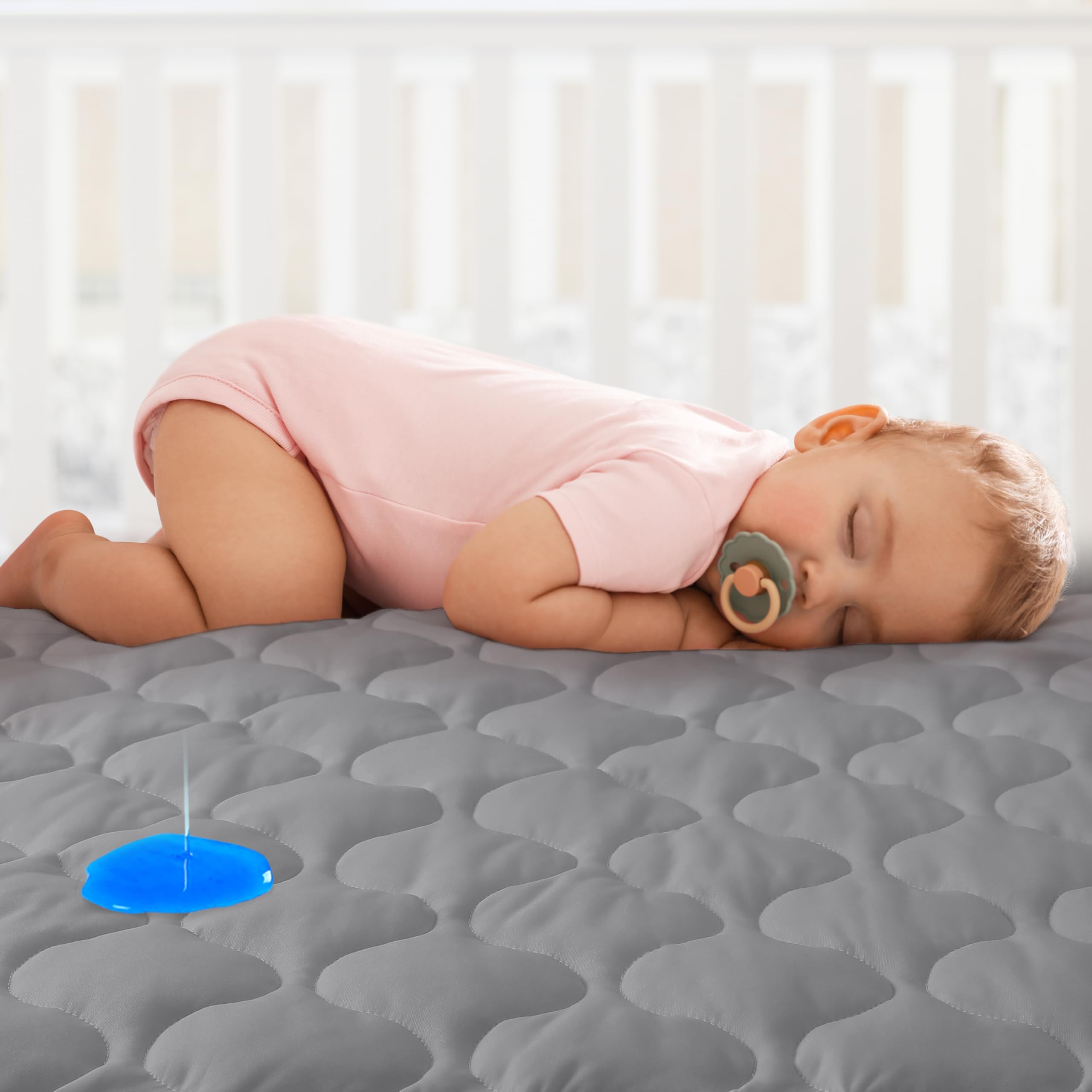 Yoofoss pack and play cover closeup fabric offers soft, baby-friendly comfort