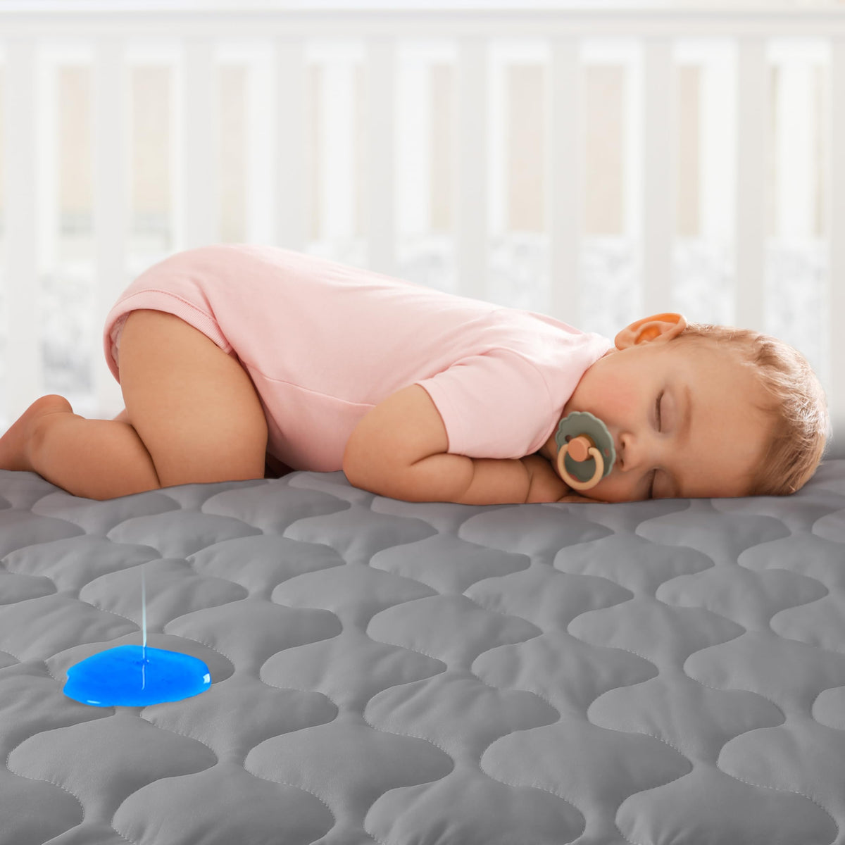 Yoofoss pack and play cover closeup fabric offers soft, baby-friendly comfort