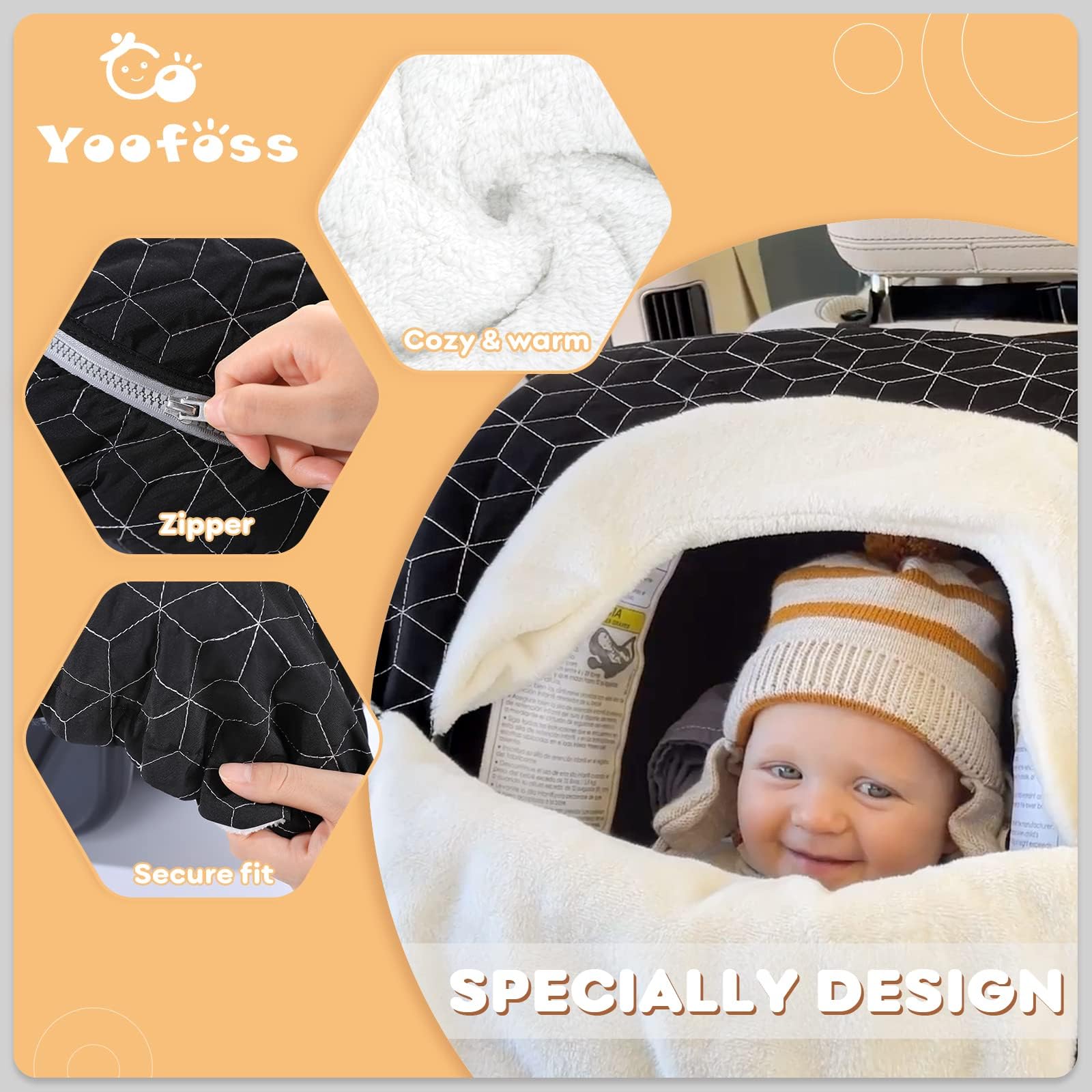 Yoofoss plush fleece interior adds soft warmth for nap times
