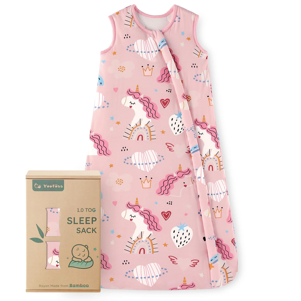 Yoofoss rayon bamboo sleep sack full view showing wearable blanket for 18-24 months