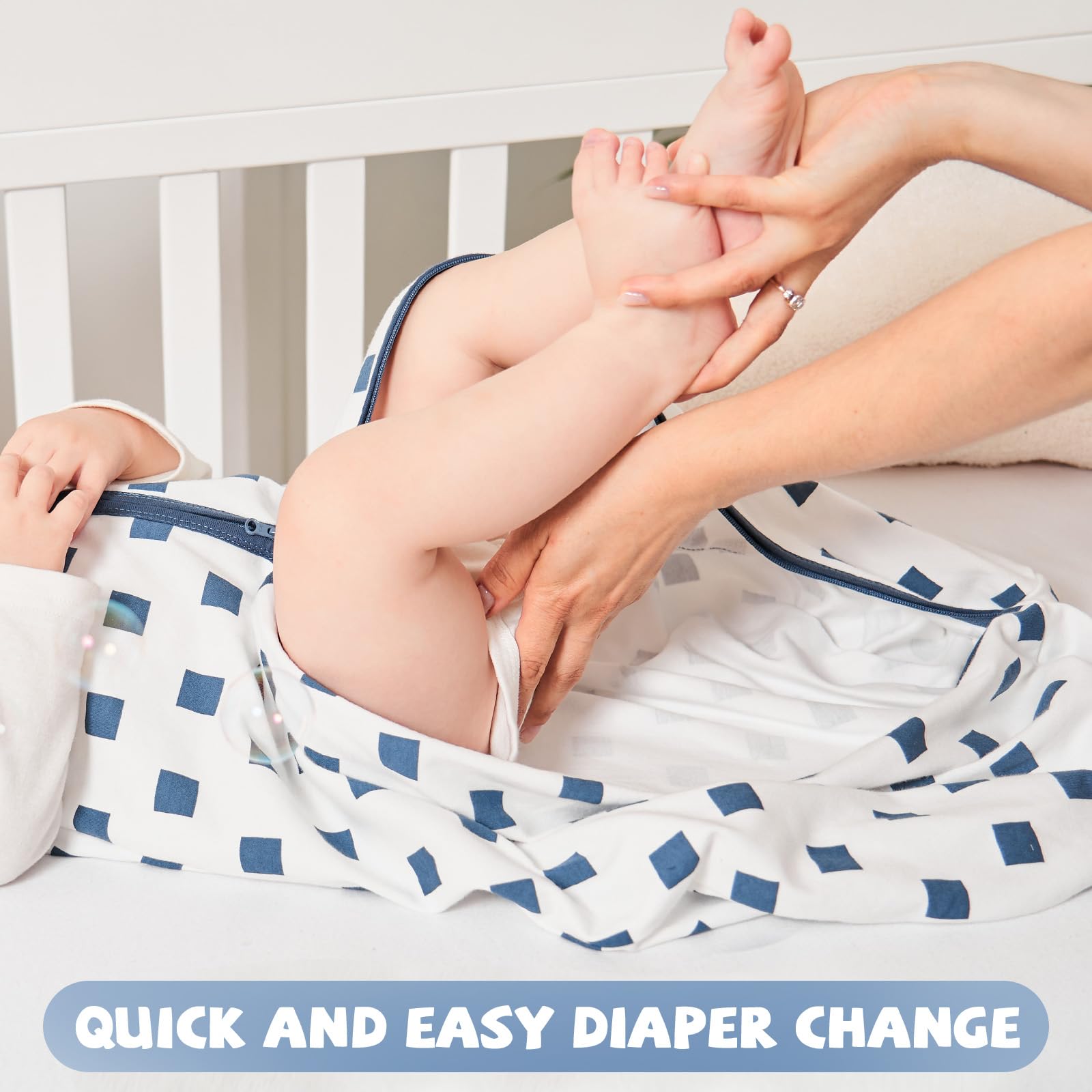 Yoofoss sleep sack features roomy arm and neck openings for a snug fit.