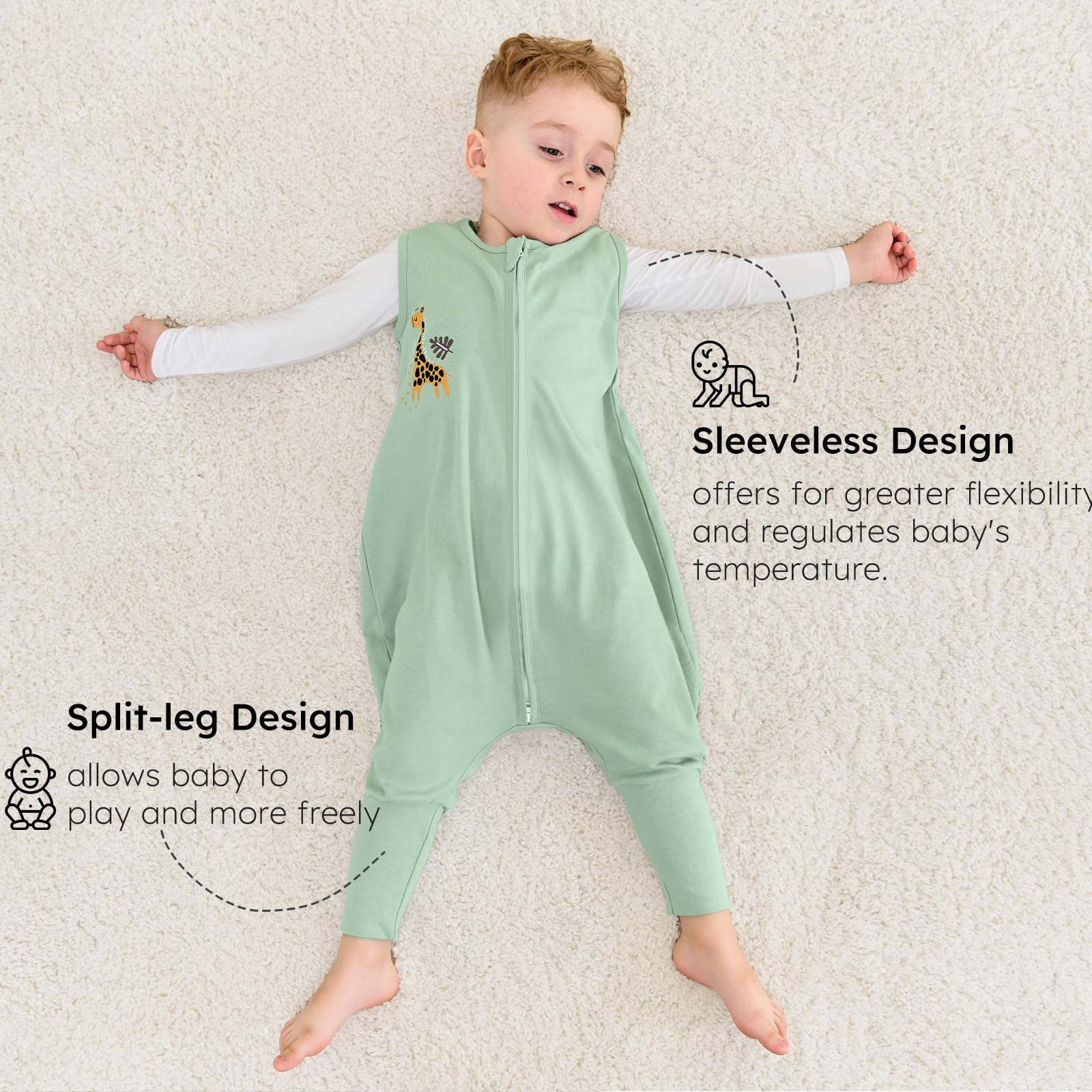 Yoofoss safe sleep neckline and sleeveless fit for breathable warmth.