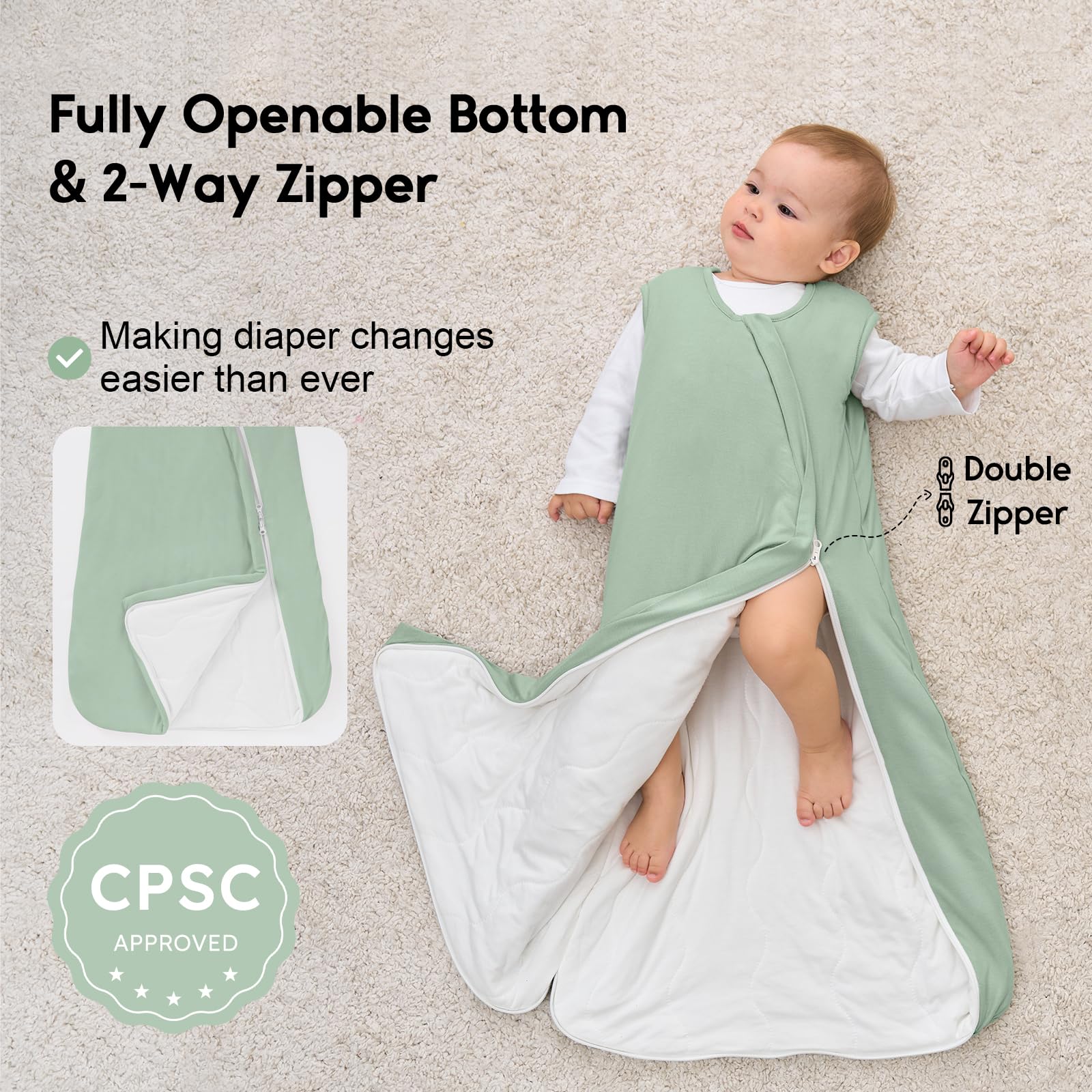 Yoofoss infant sleep sack safety neckline and cuffs ensure snug, secure fit.
