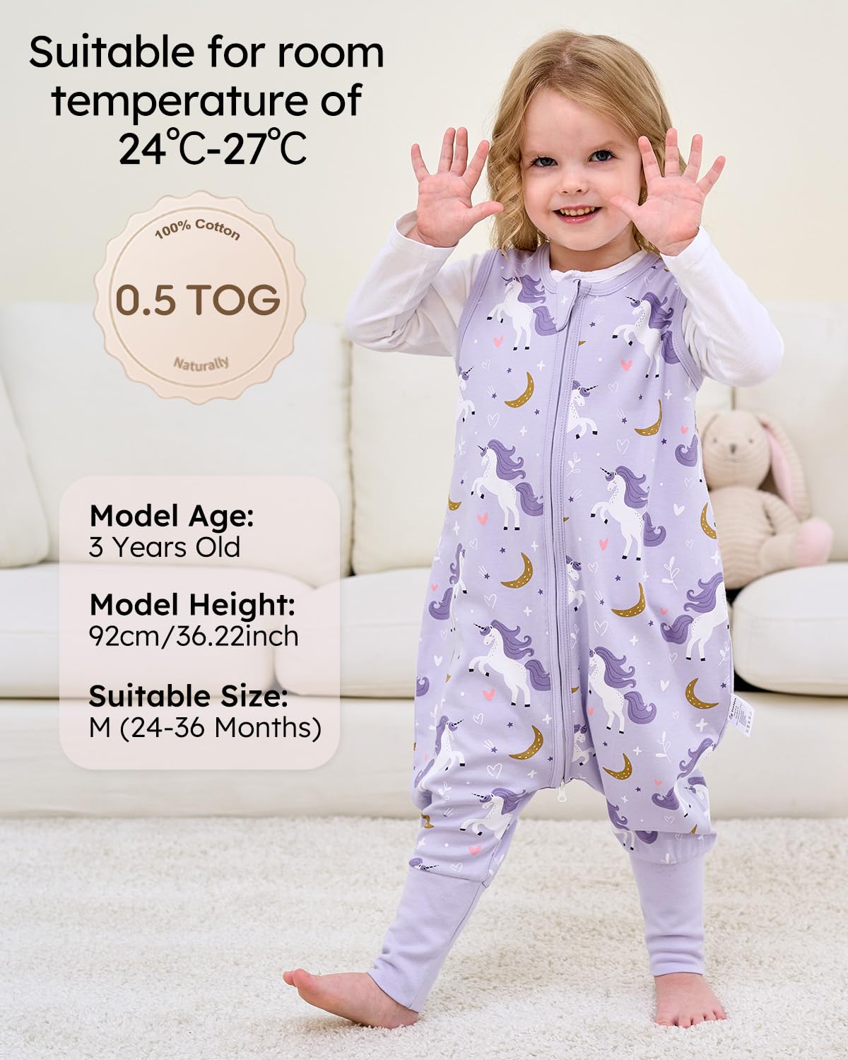 Yoofoss size label 12-24 months clarifies fit as your child grows.