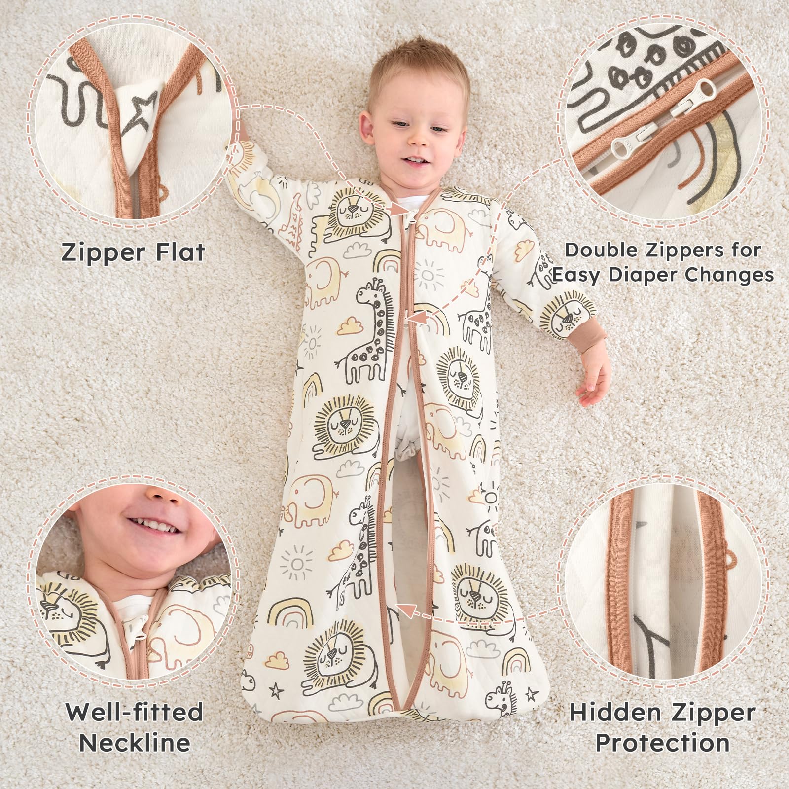 Yoofoss size range 0-24 months and machine washable for simple care.
