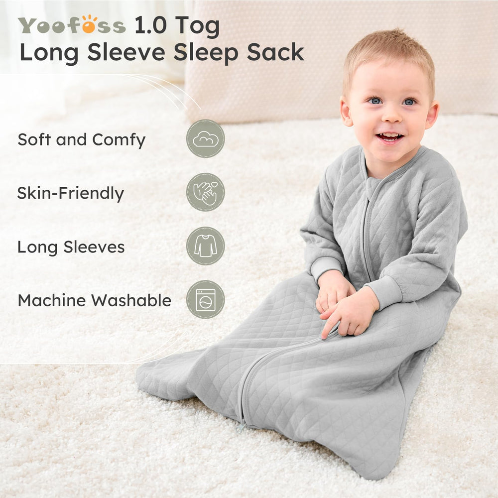 Yoofoss sleep sack features a convenient 2-way zipper for easy diaper changes.
