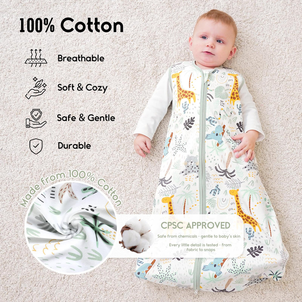 Yoofoss sleep sack 2-way zipper closeup for easy night diaper changes.
