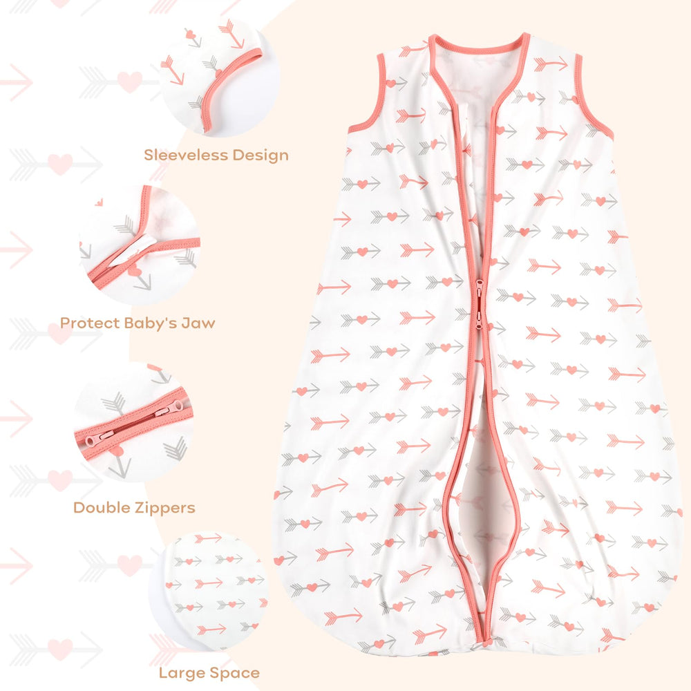 Yoofoss sleep sack with roomy arm neck openings for movement.