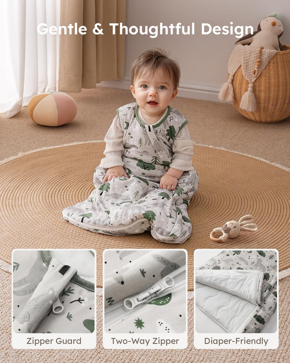Yoofoss bottom fully openable design makes diaper changes quick.