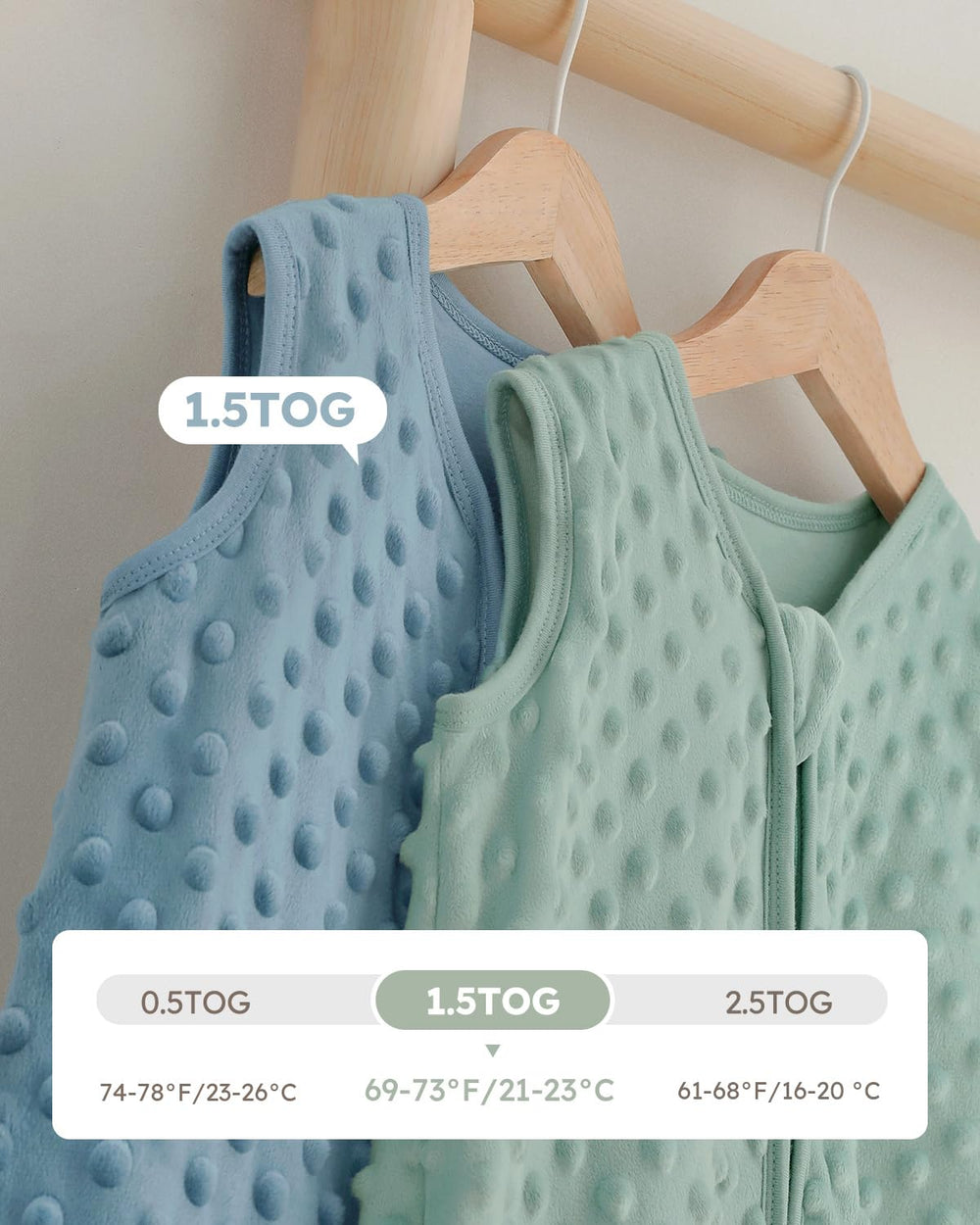 Yoofoss sleep sack features hidden neckline to protect delicate skin during dressing.