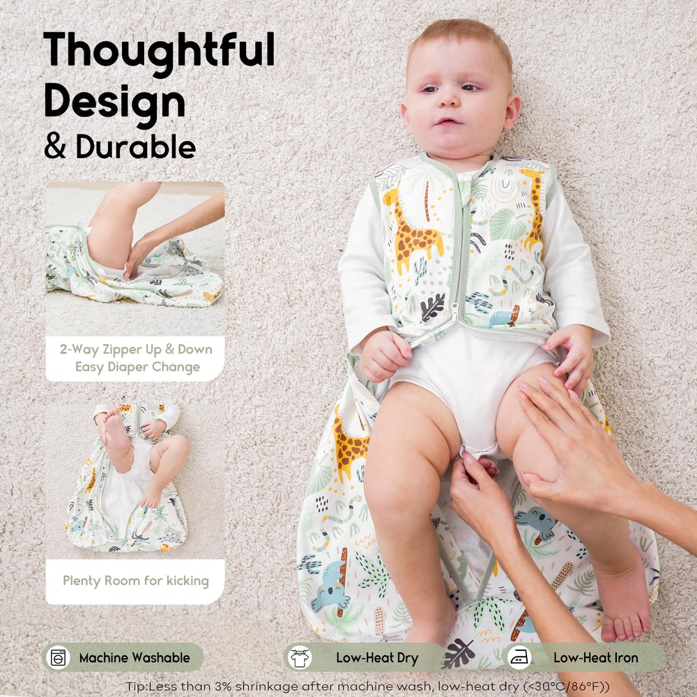 Yoofoss sleep sack hip-room design supports natural leg movement.