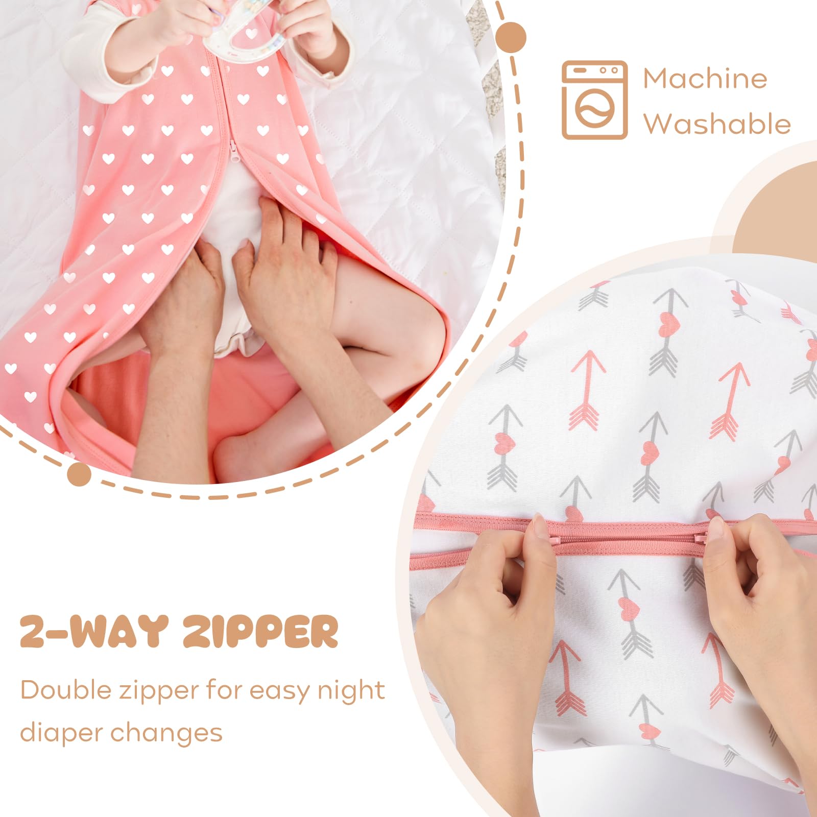 Yoofoss sleep sack with generous leg room for natural movement.