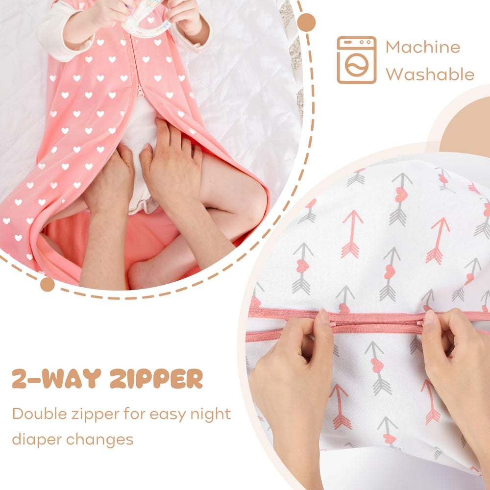 Yoofoss sleep sack with generous leg room for natural movement.