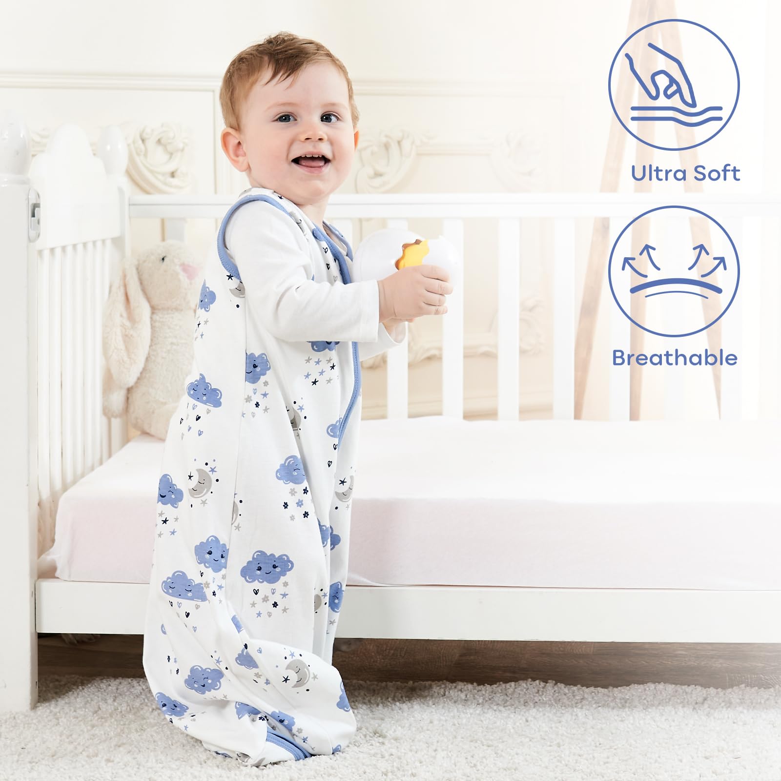 Yoofoss organic cotton sleep sack offers breathable, gentle comfort for sensitive skin