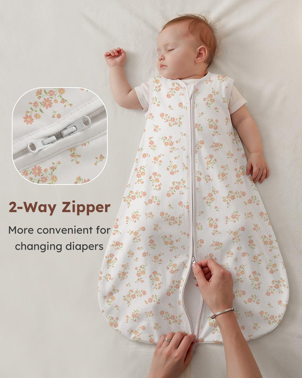 Yoofoss sleep sack roomy neck and arm openings for comfortable movement.